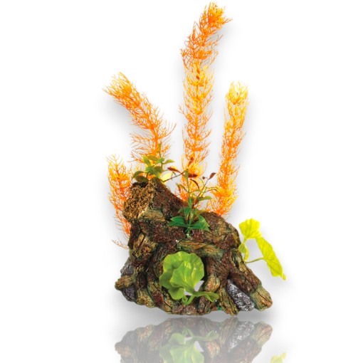ADORNO ACUARIO RESINA TRONCO LARGE C/ PLANTA 5"