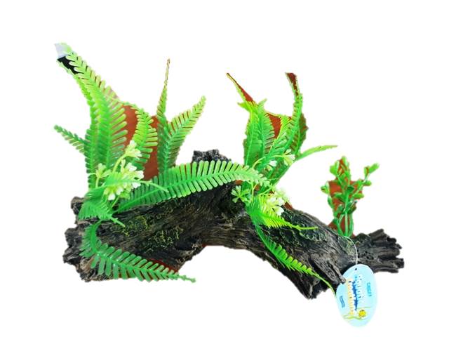 ADORNO RESINA TRONCO C/PLANTA LARGE 12"