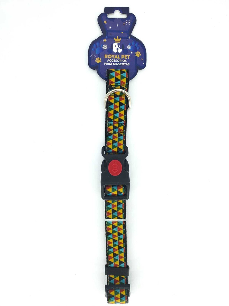 COLLAR NYLON AJUSTABLE M 3/4"X11"-16" TRIANGULOS AMARILLOS