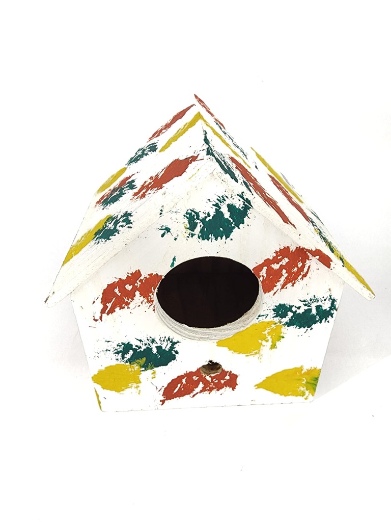 NIDO AVE MADERA TIPO CASITA MEDIUM PINTADO