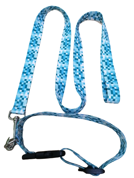 PASEADOR Y COLLAR ECO M CUADROS AZUL AJUSTABLE