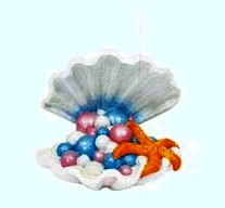 XXADORNO ACUARIO RESINA OSTRA CON PERLAS 4"