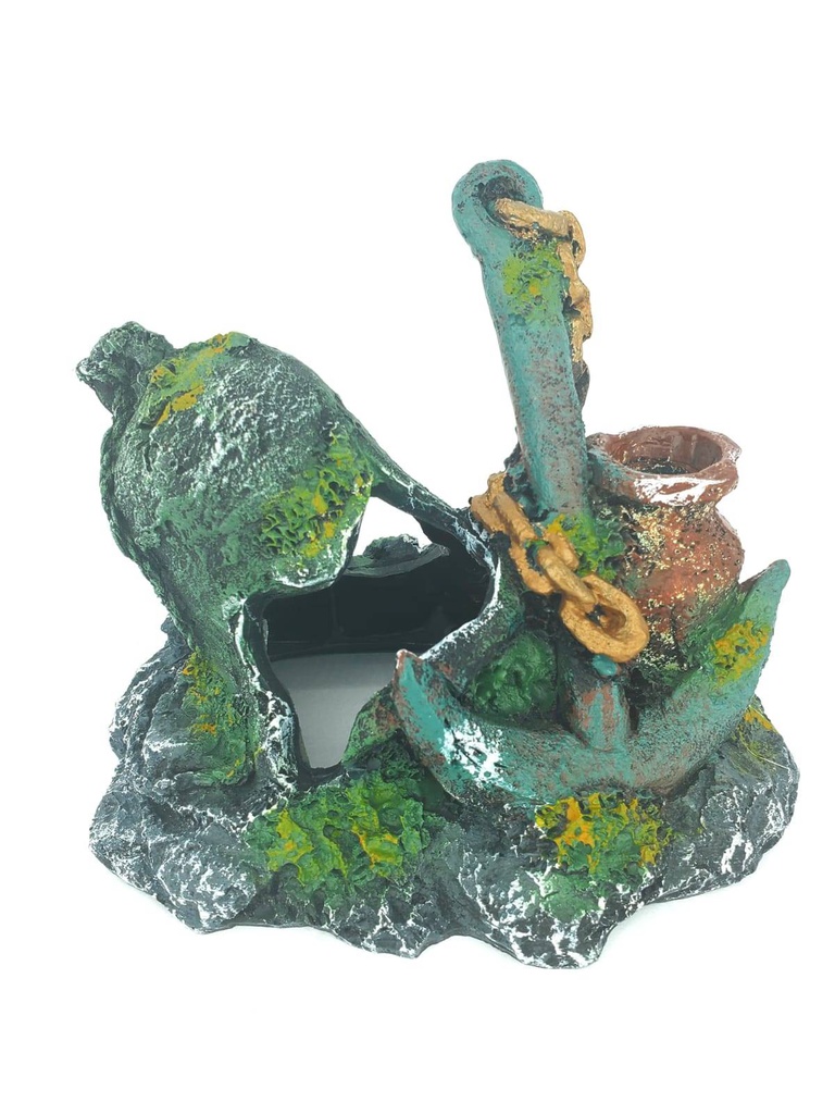 ADORNO ACUARIO RESINA ANCLA/CAMPANA 8"