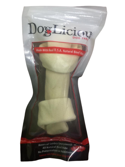 HUESO PERRO ANUDADO BLANCO 6"
