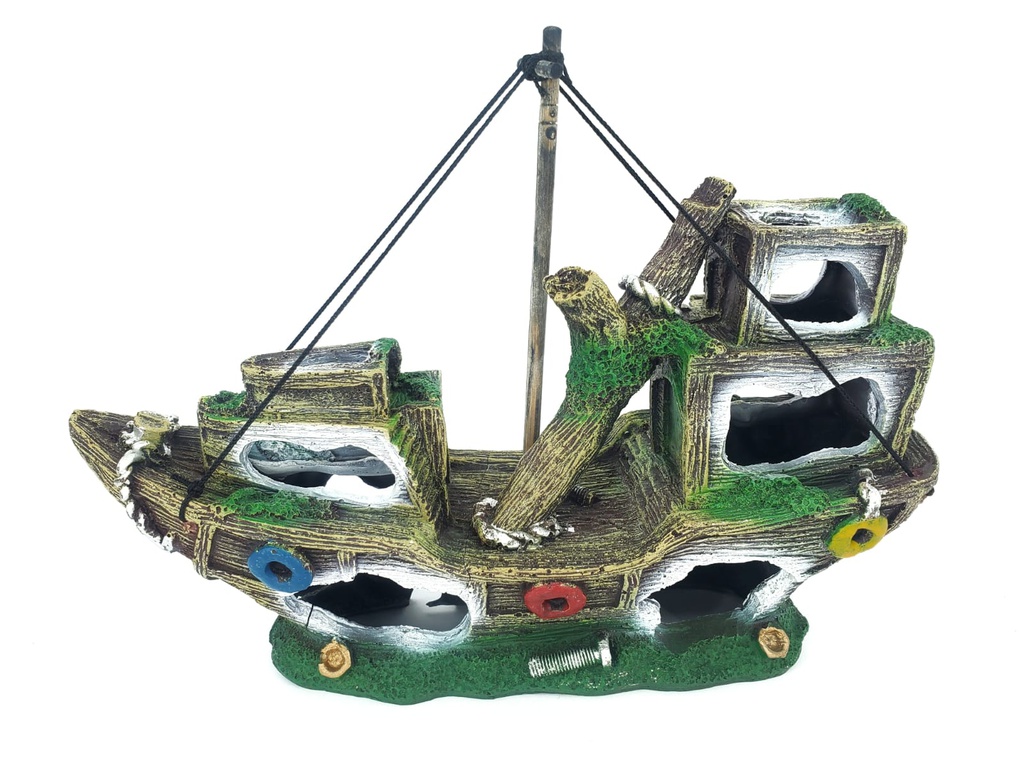 ADORNO ACUARIO RESINA BARCO L 12"