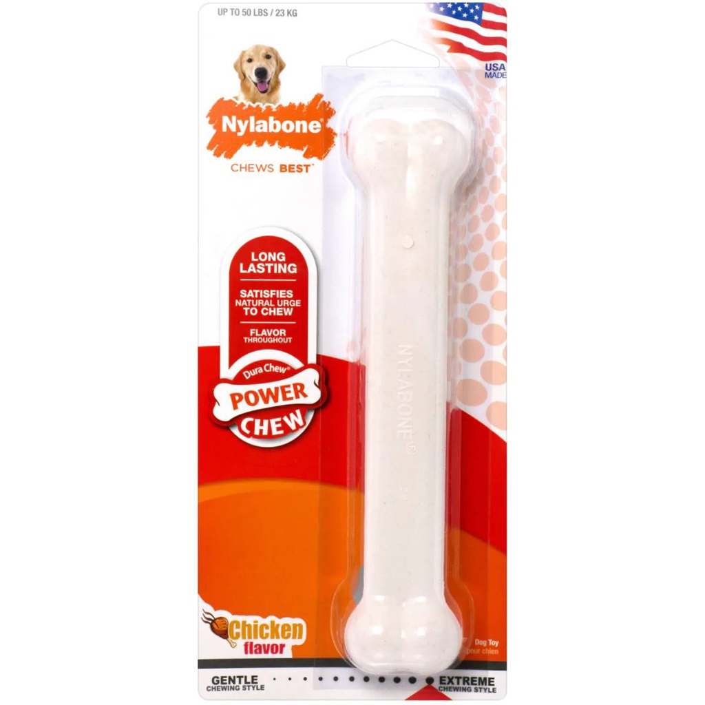 JUGUETE NYLABONE POWER CHEW 7.5" <50LBS SABOR POLLO
