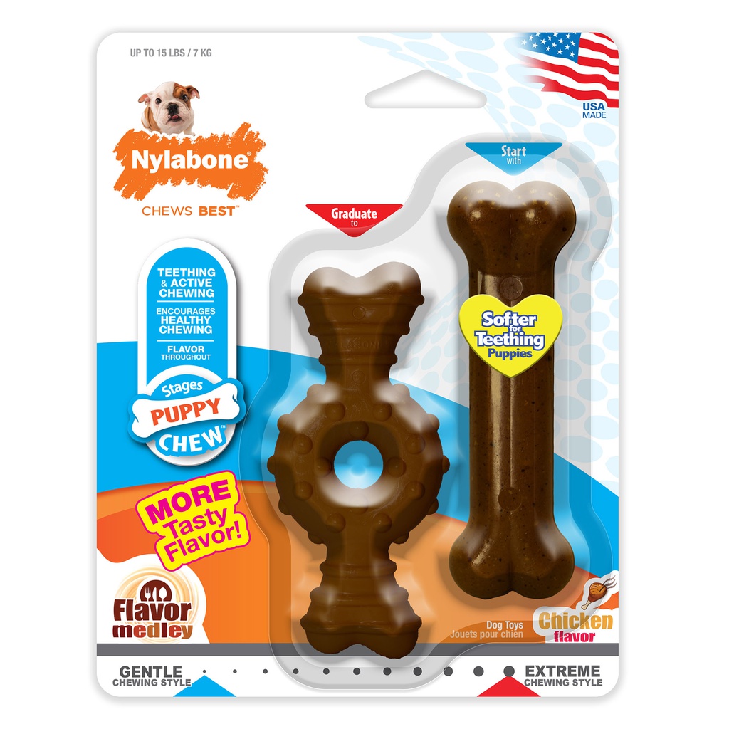 JUGUETE NYLABONE STAGES PUPPY CHEW 4.5" <15LBS 2/1