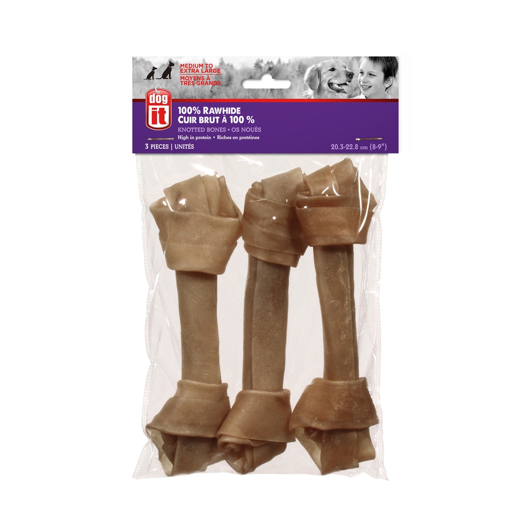 HUESO PERRO ANUDADO NATURAL 8-9" 3/1