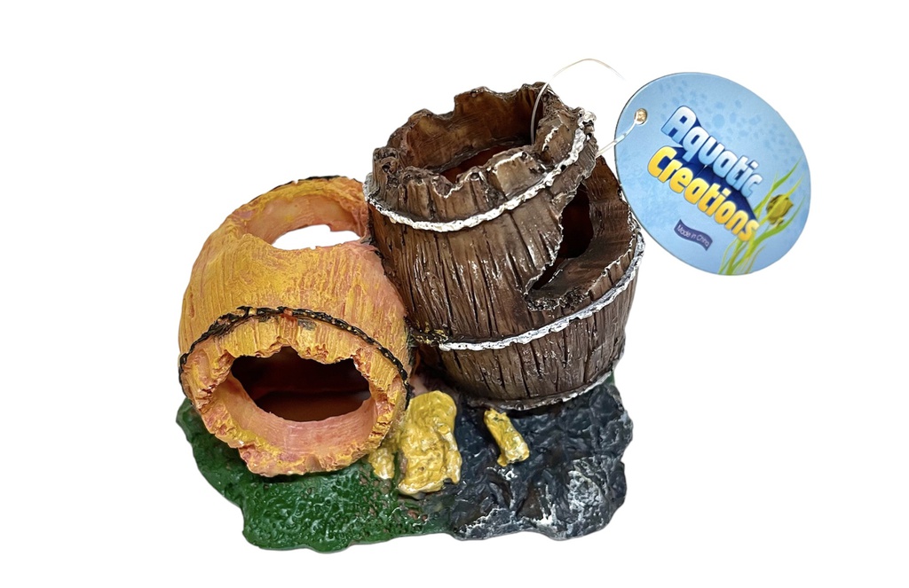 ADORNO ACUARIO RESINA DOBLE BARRIL SMALL 5"
