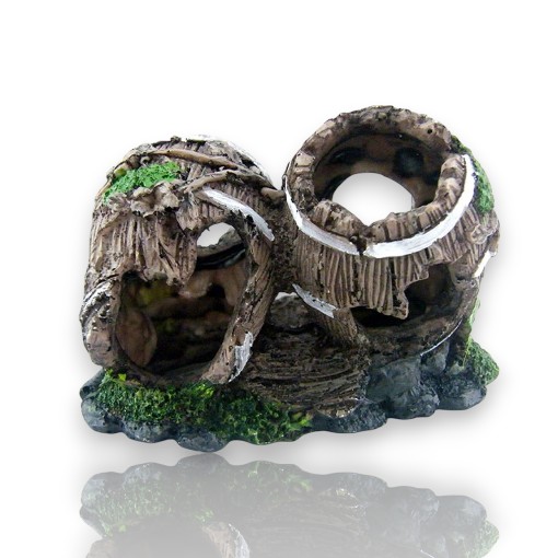 [CH-8001] ADORNO ACUARIO RESINA DOBLE BARRIL LARGE 10"
