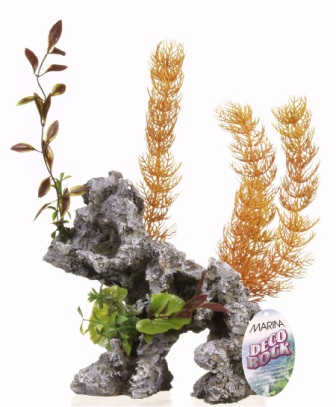 [12068] ADORNO ACUARIO RESINA ROCA XLARGE C/ PLANTA 9"