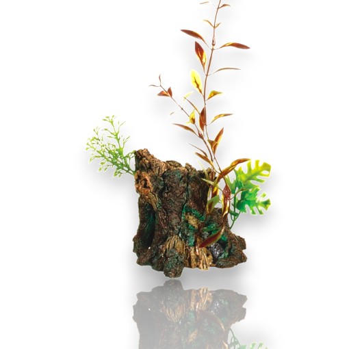 [12061] ADORNO ACUARIO RESINA TRONCO MEDIUM C/ PLANTA 4"