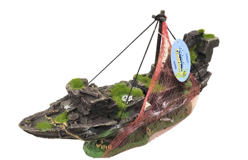 [F089] ADORNO ACUARIO RESINA BARCO L 15.5"