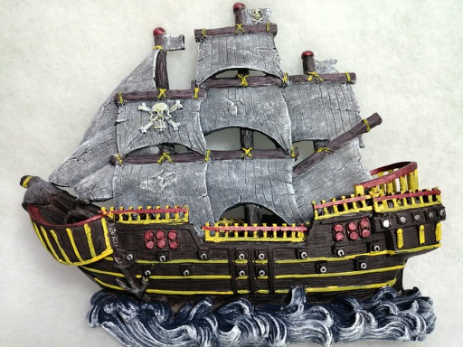 [CH-2253] ADORNO ACUARIO RESINA BARCO PIRATA HUNDIDO LARGE 16"