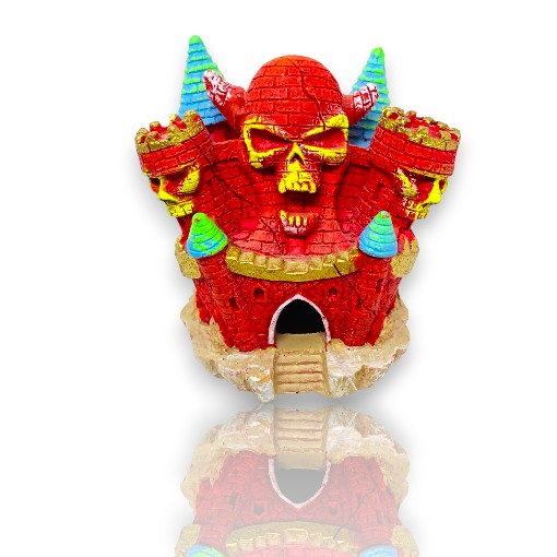 [11982] ADORNO ACUARIO RESINA CASTILLO/CALAVERA 4" NEON