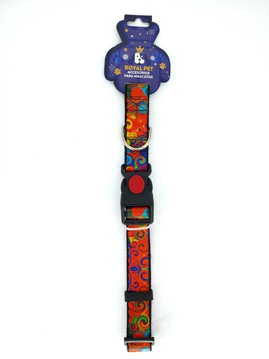 [23966] COLLAR NYLON AJUSTABLE XL 1"X16"-26" ESPIRALES DE COLORES