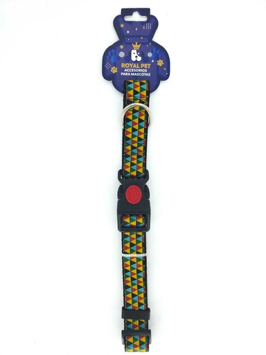 [23931] COLLAR NYLON AJUSTABLE XL 1"X16"-26" TRIANGULOS AMARILLOS