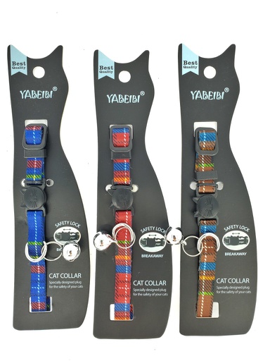 [M006C] COLLAR GATO NYLON AJUST. C/CASCABEL 3/8"7-11"