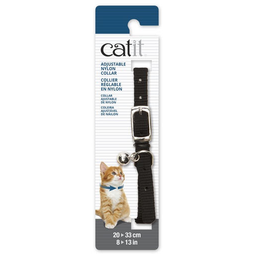 [55282] COLLAR GATO NYLON HEBILLA CASCABEL 3/8"X8"-13" NEGRO