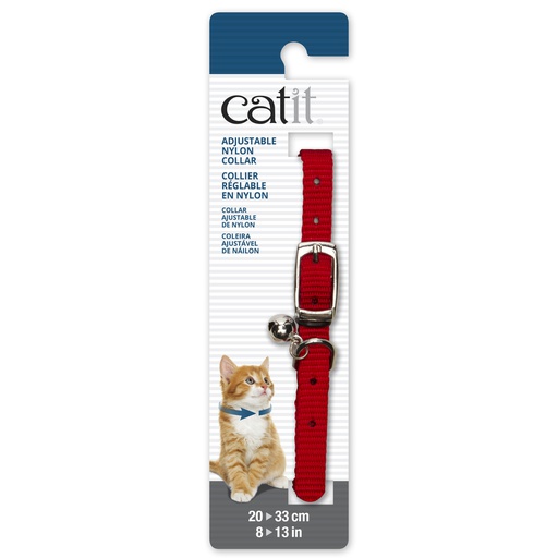 [55281] COLLAR GATO NYLON HEBILLA CASCABEL 3/8"X8"-13" ROJO