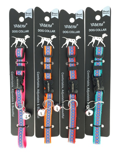 [N003] COLLAR PERRO REFLECTIVO AJUST. C/CASCABEL 3/8" 8-12"