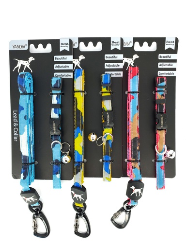 [N027] COLLAR Y PASEADOR CAMUFLAJE S 3/8 x 48" SURTIDO