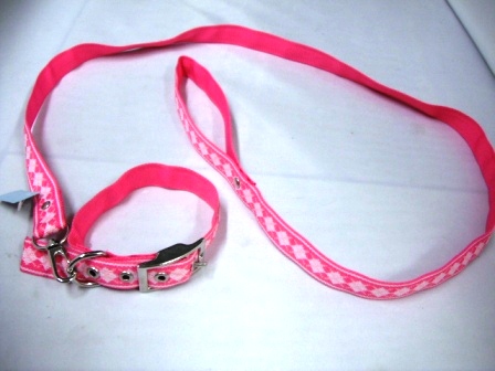 [23128] COLLAR Y PASEADOR ESTAMPADO ROSADO ECONOMICO