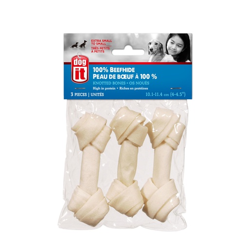 [71150] HUESO PERRO ANUDADO BLANCO 4" 3/1