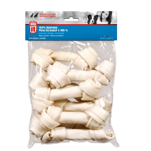 [71238] HUESO PERRO ANUDADO BLANCO 6" 8/1