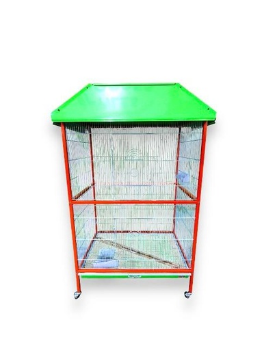 [BE-19] JAULA AVE XL C/BASE TIPO CASA (37"X27"X67")