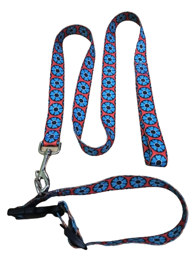 [C-731] PASEADOR Y COLLAR ECO M FLORES AJUSTABLE