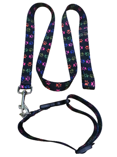 [C-730] PASEADOR Y COLLAR ECO M HUELLAS AJUSTABLE