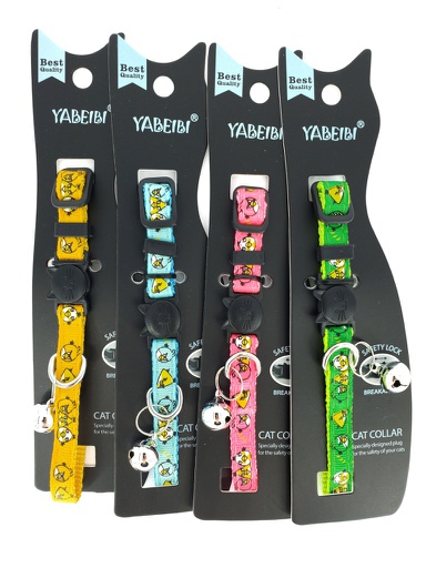 [M009] COLLAR GATO NYLON AJUST. C/CASCABEL 3/8"7-11"