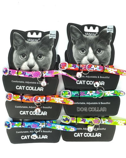 [M038] COLLAR GATO NYLON AJUST. C/CASCABEL 3/8"7-11"