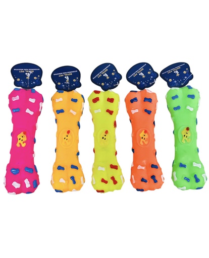 [23875] JUGUETE PERRO HUESO PLASTICO 6.5"
