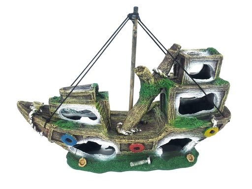 [30444] ADORNO ACUARIO RESINA BARCO L 12"
