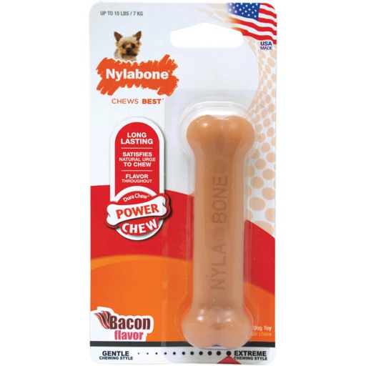 [NB103P] JUGUETE NYLABONE POWER CHEW 5.5" <35LBS SABOR BACON