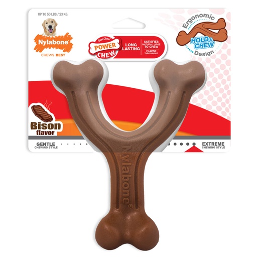 [NWB314P] JUGUETE NYLABONE POWER CHEW 6.5" <50LBS SABOR BISONTE