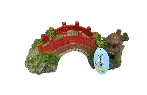[22130] ADORNO ACUARIO RESINA PUENTE ROJO 12"