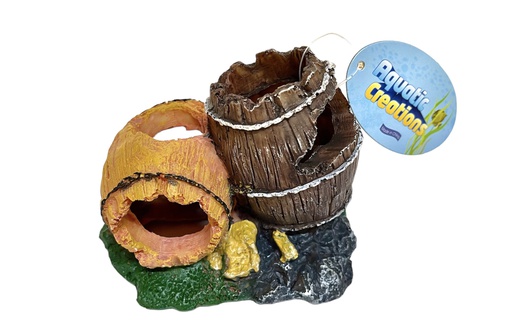 [22138] ADORNO ACUARIO RESINA DOBLE BARRIL SMALL 5"